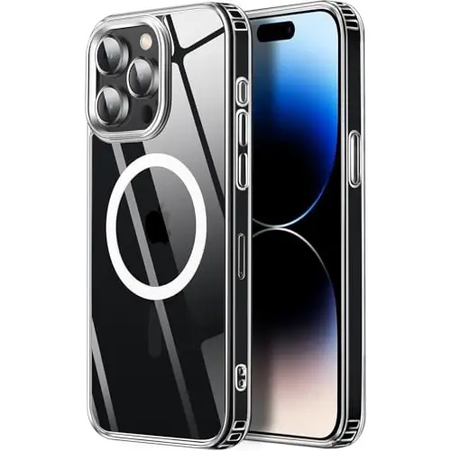 Tigowos Compatible with iPhone 15 Pro Case Fits MagSafe 10FT Drop Resistant Matte Skin Feeling Back Cover Aluminum Alloy Keys Fits iPhone 15 Pro Phone Cases，Clear - 1