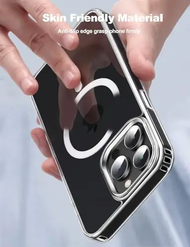 Tigowos Compatible with iPhone 15 Pro Case Fits MagSafe 10FT Drop Resistant Matte Skin Feeling Back Cover Aluminum Alloy Keys Fits iPhone 15 Pro Phone Cases，Clear - 5