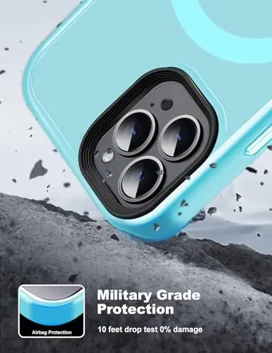 Tigowos Compatible with iPhone 15 Pro Max case Fits MagSafe 10FT Drop Resistant Matte Skin Feeling Shockproof Back Cover Fits iPhone 15 Pro Max Phone Cases, Light Blue - 2