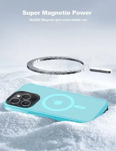 Tigowos Compatible with iPhone 15 Pro Max case Fits MagSafe 10FT Drop Resistant Matte Skin Feeling Shockproof Back Cover Fits iPhone 15 Pro Max Phone Cases, Light Blue - 4