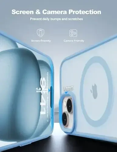 Tigowos для iPhone 15 Магнитный чехол Подходит MagSafe 15FT Ударопрочный, устойчивый к пожелтению Сверхпрочная противоударная задняя крышка Подходит для iPhone 15 Чехлы для телефонов 6.1