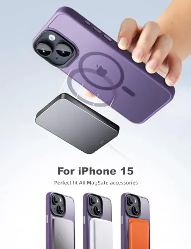 Tigowos для iPhone 15 Магнитный чехол Подходит MagSafe 15FT Ударопрочный Защита от пожелтения Сверхпрочная Противоударная задняя крышка Подходит для iPhone 15 Чехлы для телефонов 6.1