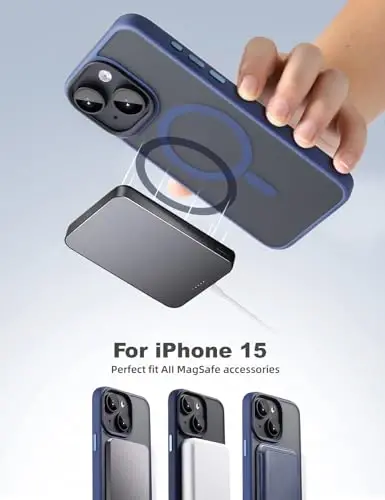Tigowos для iPhone 15 Магнитный чехол Подходит MagSafe 15FT Ударопрочный Защита от пожелтения Сверхпрочная задняя крышка для iPhone 15 Чехлы для телефонов 6.1