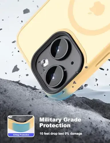 Tigowos для iPhone 15 Plus и iPhone 14 Plus Чехол для телефона Подходит для MagSafe 10FT Устойчивая к падению матовая кожа Задняя крышка для iPhone 15 Plus и iPhone 14 Plus Чехол, Оранжевый - 9