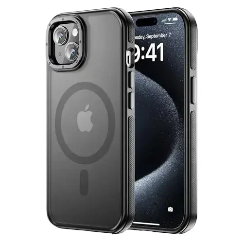 Tigowos для iPhone 15 Plus и iPhone 14 Plus Чехол для телефона Подходит MagSafe 10FT Ударопрочный матовый чехол для iPhone 15 Plus и iPhone 14 Plus Чехол, бампер черный - 1