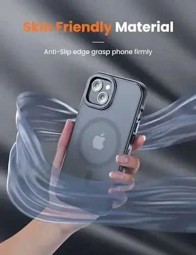 Tigowos для iPhone 15 Plus и iPhone 14 Plus Чехол для телефона Подходит MagSafe 10FT Ударопрочный матовый чехол для iPhone 15 Plus и iPhone 14 Plus Чехол, бампер черный - 5