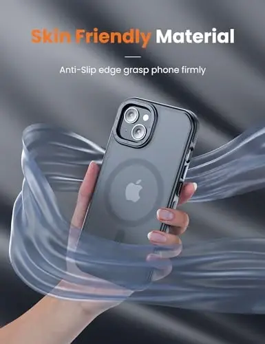 Tigowos для iPhone 15 Plus и iPhone 14 Plus Чехол для телефона Подходит MagSafe 10FT Ударопрочный матовый чехол для iPhone 15 Plus и iPhone 14 Plus Чехол, бампер черный - 5