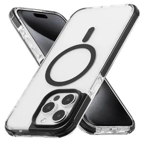 Tigowos для iPhone 15 Pro Max, бампер, совместим с MagSafe, защита от падения с высоты 15 футов, защита от пожелтения, сверхпрочный ударопрочный задний чехол, совместим с чехлами для телефонов iPhone 15 Pro Max 6,7 дюйма, прозрачный бампер 