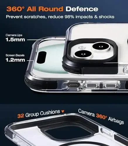 Tigowos for iPhone 15 Bumper Case Fits MagSafe 15FT Drop Resistant Anti-Yellowing Heavy Duty Shockproof Back Cover Fits iPhone 15 Phone Cases 6.1