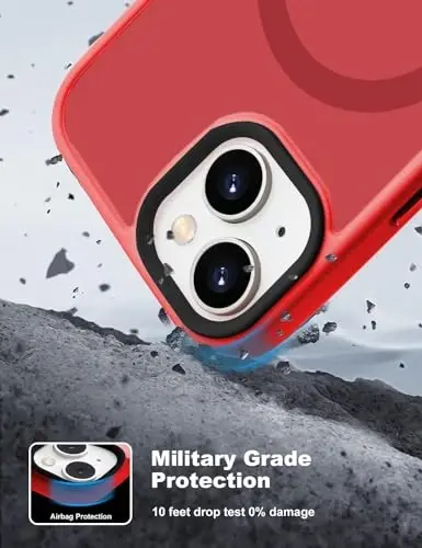 Tigowos for iPhone 15 case Fits MagSafe 10FT Drop Resistant Matte Skin Feeling Shockproof Back Cover Fits iPhone 15 Phone Cases, Red - 2