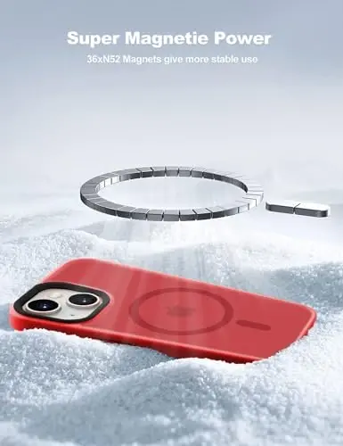 Tigowos for iPhone 15 case Fits MagSafe 10FT Drop Resistant Matte Skin Feeling Shockproof Back Cover Fits iPhone 15 Phone Cases, Red - 4