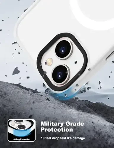 Tigowos for iPhone 15 case Fits MagSafe 10FT Drop Resistant Matte Skin Feeling Shockproof Back Cover Fits iPhone 15 Phone Cases, White - 2