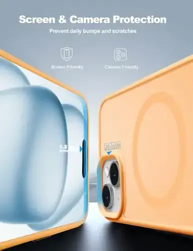 Tigowos for iPhone 15 case Fits MagSafe 10FT Drop Resistant Matte Skin Feeling Shockproof Back Cover Fits iPhone 15 Phone Cases, Yellow - 4