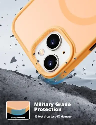 Tigowos for iPhone 15 case Fits MagSafe 10FT Drop Resistant Matte Skin Feeling Shockproof Back Cover Fits iPhone 15 Phone Cases, Yellow - 2