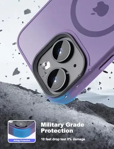 Tigowos for iPhone 15 Magnetic case Fits MagSafe 15FT Drop Resistant Anti-Yellowing Heavy Duty Shockproof Back Cover Fits iPhone 15 Phone Cases 6.1