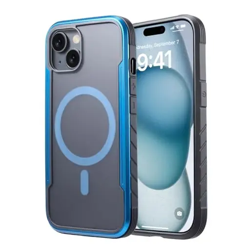 Tigowos for iPhone 15 Plus&iPhone 14 Plus Phone Case Fits MagSafe 10FT Drop Resistant Matte Skin Feeling Back Cover for iPhone 15 Plus&iPhone 14 Plus Case，Blue Bumper - 1