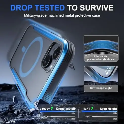 Tigowos for iPhone 15 Plus&iPhone 14 Plus Phone Case Fits MagSafe 10FT Drop Resistant Matte Skin Feeling Back Cover for iPhone 15 Plus&iPhone 14 Plus Case，Blue Bumper - 3