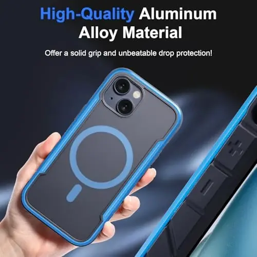 Tigowos for iPhone 15 Plus&iPhone 14 Plus Phone Case Fits MagSafe 10FT Drop Resistant Matte Skin Feeling Back Cover for iPhone 15 Plus&iPhone 14 Plus Case，Blue Bumper - 5