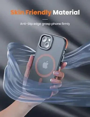 Tigowos for iPhone 15 Plus&iPhone 14 Plus Phone Case Fits MagSafe 10FT Drop Resistant Matte Skin Feeling Back Cover for iPhone 15 Plus&iPhone 14 Plus Case，Bumper Orange - 8