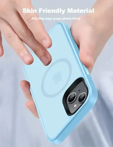Tigowos for iPhone 15 Plus&iPhone 14 Plus Phone Case Fits MagSafe 10FT Drop Resistant Matte Skin Feeling Back Cover for iPhone 15 Plus&iPhone 14 Plus Case，Light Blue - 4