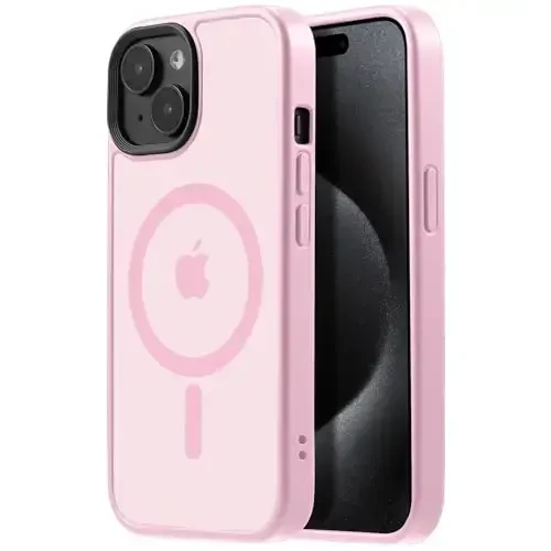 Tigowos for iPhone 15 Plus&iPhone 14 Plus Phone Case Fits MagSafe 10FT Drop Resistant Matte Skin Feeling Back Cover for iPhone 15 Plus&iPhone 14 Plus Case，Light Pink - 1