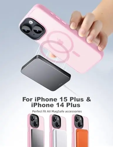 Tigowos for iPhone 15 Plus&iPhone 14 Plus Phone Case Fits MagSafe 10FT Drop Resistant Matte Skin Feeling Back Cover for iPhone 15 Plus&iPhone 14 Plus Case，Light Pink - TIGOWOS (1)