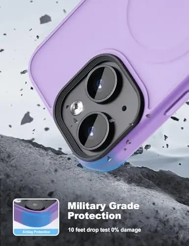 Tigowos for iPhone 15 Plus&iPhone 14 Plus Phone Case Fits MagSafe 10FT Drop Resistant Matte Skin Feeling Back Cover for iPhone 15 Plus&iPhone 14 Plus Case，Light Purple - 3