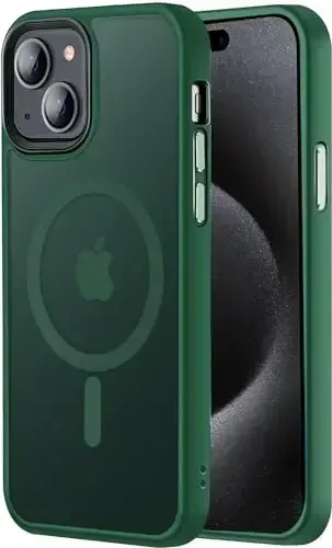 Tigowos for iPhone 15 Plus&iPhone 14 Plus Phone Case Fits MagSafe 10FT Drop Resistant Matte Skin Feeling Back Cover for iPhone 15 Plus&iPhone 14 Plus Case，Pine Green - 1