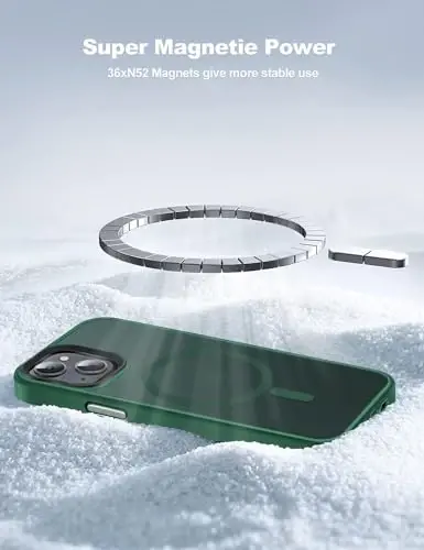 Tigowos for iPhone 15 Plus&iPhone 14 Plus Phone Case Fits MagSafe 10FT Drop Resistant Matte Skin Feeling Back Cover for iPhone 15 Plus&iPhone 14 Plus Case，Pine Green - 4