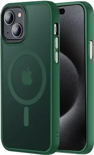 Tigowos for iPhone 15 Plus&iPhone 14 Plus Phone Case Fits MagSafe 10FT Drop Resistant Matte Skin Feeling Back Cover for iPhone 15 Plus&iPhone 14 Plus Case，Pine Green 