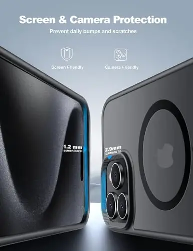 Tigowos for iPhone 15 Pro g'ilofi, MagSafe bilan mos, [15 FT ga tushishga chidamli] [2 ta закалённое shisha ekran himoyachisi] iPhone 15 Pro Cases 6.1 uchun mato тери-сезувчи zarbga chidamli g'ilof, mato qora - 3