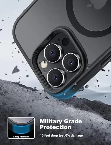 Tigowos for iPhone 15 Pro g'ilofi, MagSafe bilan mos, [15 FT ga tushishga chidamli] [2 ta закалённое shisha ekran himoyachisi] iPhone 15 Pro Cases 6.1 uchun mato тери-сезувчи zarbga chidamli g'ilof, mato qora - 4