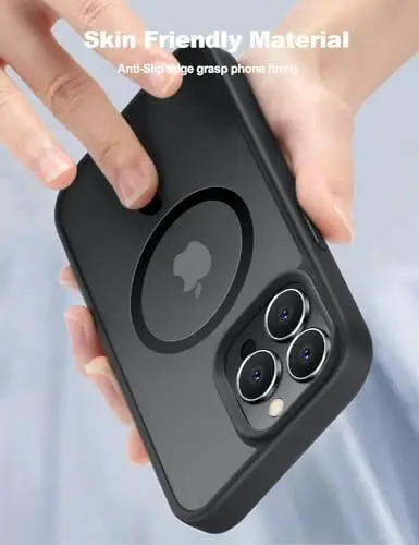 Tigowos for iPhone 15 Pro g'ilofi, MagSafe bilan mos, [15 FT ga tushishga chidamli] [2 ta закалённое shisha ekran himoyachisi] iPhone 15 Pro Cases 6.1 uchun mato тери-сезувчи zarbga chidamli g'ilof, mato qora - 5