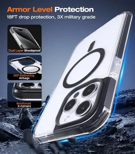Tigowos for iPhone 15 Pro Max Bumper case Fits MagSafe 15FT Drop Resistant Anti-Yellowing Heavy Duty Shockproof Back Cover Fits iPhone 15 Pro Max Phone Cases 6.7