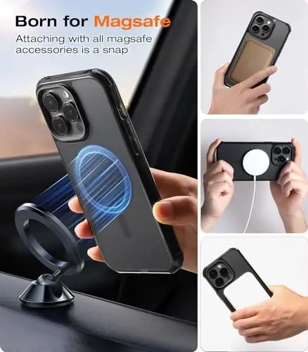 Tigowos for iPhone 15 Pro Max Bumper case Fits MagSafe 15FT Drop Resistant Skin Friendly Feeling Heavy Duty Shockproof Back Cover Fits iPhone 15 Pro Max Phone Cases 6.7