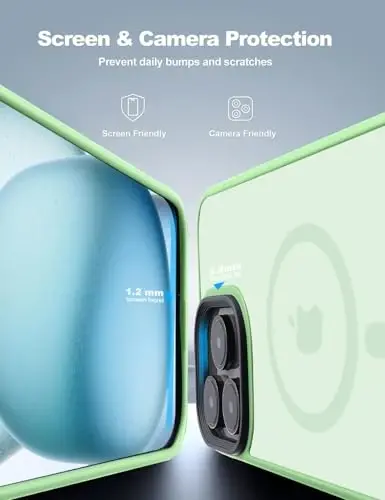 Tigowos for iPhone 15 Pro Max Phone Case Fits MagSafe 10FT Drop Resistant Matte Skin Feeling Back Cover for iPhone 15 Pro Max Case，Matcha Green - 3