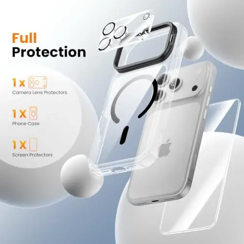 Tigowos for iPhone 18 Pro Case with Lens Stand，Screen Protector，Clear Black | Includes Screen Protectors*2，Military-Grade Drop Protection，fit for MagSafe，Strong Magnetic，Slim Anti-Yellowing & Shockproof - 3