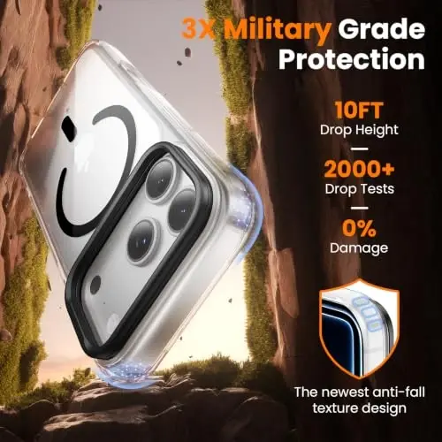 Tigowos for iPhone 18 Pro Case with Lens Stand，Screen Protector，Clear Black | Includes Screen Protectors*2，Military-Grade Drop Protection，fit for MagSafe，Strong Magnetic，Slim Anti-Yellowing & Shockproof - 5