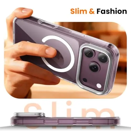 Tigowos for iPhone 18 Pro Case with Lens Stand，Screen Protector，Clear White | Includes Screen Protectors*2，Military-Grade Drop Protection，fit for MagSafe，Strong Magnetic，Slim Anti-Yellowing & Shockproof - 4