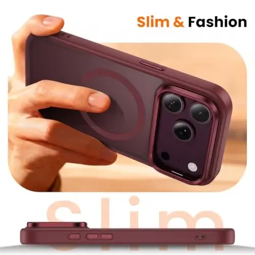 Tigowos for iPhone 18 Pro Case with Lens Stand，Screen Protector，Red | Includes Screen Protectors*2，Military-Grade Drop Protection，fit for MagSafe，Strong Magnetic，Slim Anti-Yellowing & Shockproof - 4