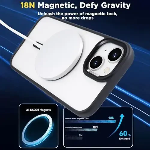 Tigowos iPhone 15 g'ilofi bilan mos [MagSafe'ga mos][10FT zarbga chidamli] Shaffof zarbga chidamli ingichka iPhone 15 telefon g'iloflari, Toza Qora - 3