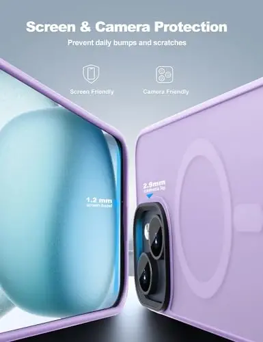 Tigowos iPhone 15 Plus & iPhone 14 Plus uchun telefon g‘ilofi MagSafe 10FT ga mos keladi, tushishga chidamli mato terisi iPhone 15 Plus & iPhone 14 Plus uchun orqa qopqoq, och binafsha - 5