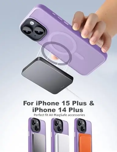 Tigowos iPhone 15 Plus & iPhone 14 Plus uchun telefon g‘ilofi MagSafe 10FT ga mos keladi, tushishga chidamli mato terisi iPhone 15 Plus & iPhone 14 Plus uchun orqa qopqoq, och binafsha - 2