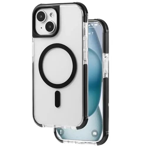 Tigowos iPhone 15 Plus&iPhone 14 Plus bilan mos keladi Bumper Case MagSafe bilan mos Keladi Og'ir yukga bardoshli zarbga chidamli iPhone 15 Plus&iPhone 14 Plus Telefon uchun g'iloflar, Tiniq - TIGOWOS