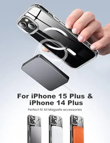 Tigowos Compatible with iPhone 15 Plus&iPhone 14 Plus Phone Case [Fits MagSafe][10FT Drop Resistant] Crystal Clear Shockproof Slim Fit for iPhone 15 Plus&iPhone 14 Plus Case，Clear - 2