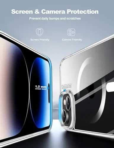 Tigowos Compatible with iPhone 15 Plus&iPhone 14 Plus Phone Case [Fits MagSafe][10FT Drop Resistant] Crystal Clear Shockproof Slim Fit for iPhone 15 Plus&iPhone 14 Plus Case，Clear - 4