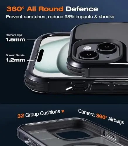 Tigowos iPhone 15 Plus&iPhone 14 Plus uchun telefon g‘ilofi MagSafe 10FT tushishga chidamli mat teriga o‘xshash orqa qopqoq iPhone 15 Plus&iPhone 14 Plus g‘ilofi uchun, mat qora - 4