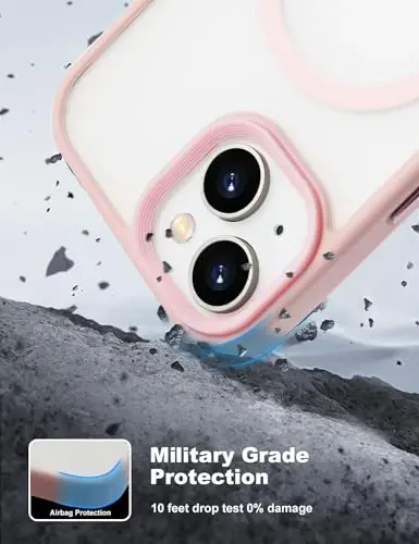 Tigowos iPhone 15 Plus&iPhone 14 Plus uchun telefon g‘ilofi MagSafe bilan mos keladi 10FT ga tushishga chidamli mato terisi iPhone 15 Plus&iPhone 14 Plus uchun orqa qopqoq, pushti - 11