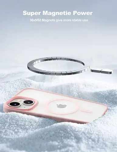 Tigowos iPhone 15 Plus&iPhone 14 Plus uchun telefon g‘ilofi MagSafe bilan mos keladi 10FT ga tushishga chidamli mato terisi iPhone 15 Plus&iPhone 14 Plus uchun orqa qopqoq, pushti - 8