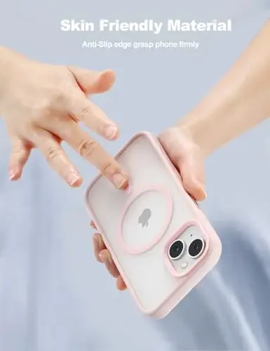 Tigowos iPhone 15 Plus&iPhone 14 Plus uchun telefon g‘ilofi MagSafe bilan mos keladi 10FT ga tushishga chidamli mato terisi iPhone 15 Plus&iPhone 14 Plus uchun orqa qopqoq, pushti - 5